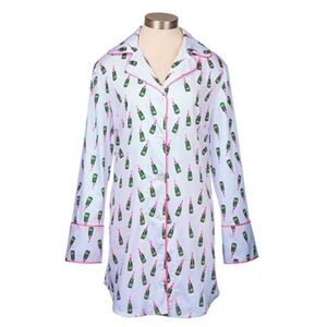 Toss Designs Womens Champagne Bottle Print Pajama Sleep Shirt‎ Nightgown Sz S/M